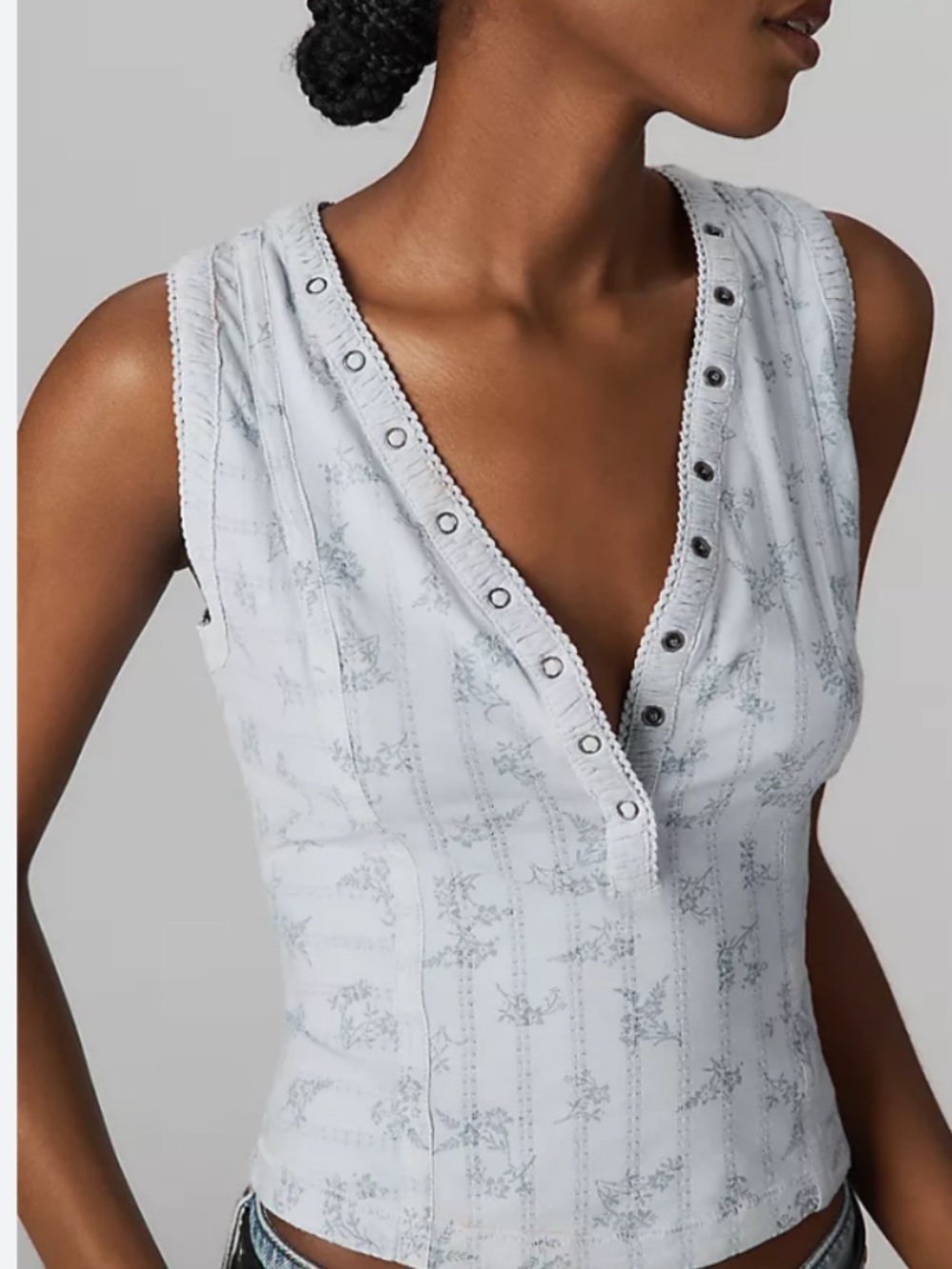 Pilcro V-Neck Pointelle Tank